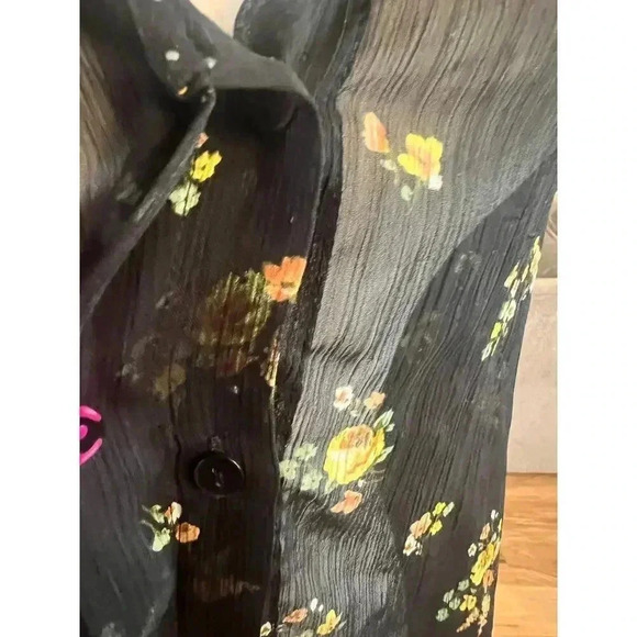 ZARA button up floral sheer ruffled neck womens size small - Picture 6 of 10